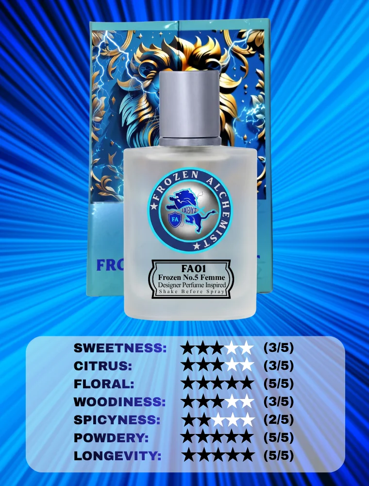 Frozen No.5 (FA01) EDP 100ml for Women by Frozen Alchemist | Floral Aldehydic Fragrance | Jasmine, Rose, Ylang-Ylang & Vanilla Notes | Long Lasting Eau De Parfum - Image 5